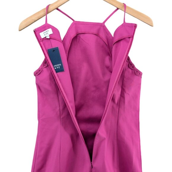 Crown Ivy Mini Halter Dress Solid Pink Weekend In Lisbon Sleeveless Size 2 - Picture 5 of 9